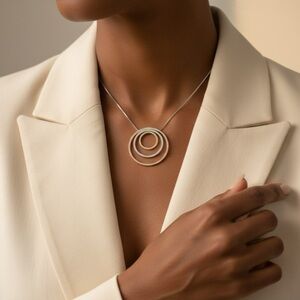 Diamond 14K Gold Tricolour Circle of Life Necklace.